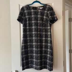 Calvin Klein knit gray white black dress